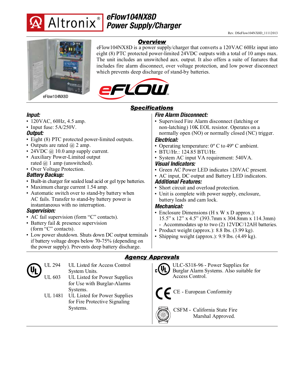 Altronix eFlow104NX8D Specsheet