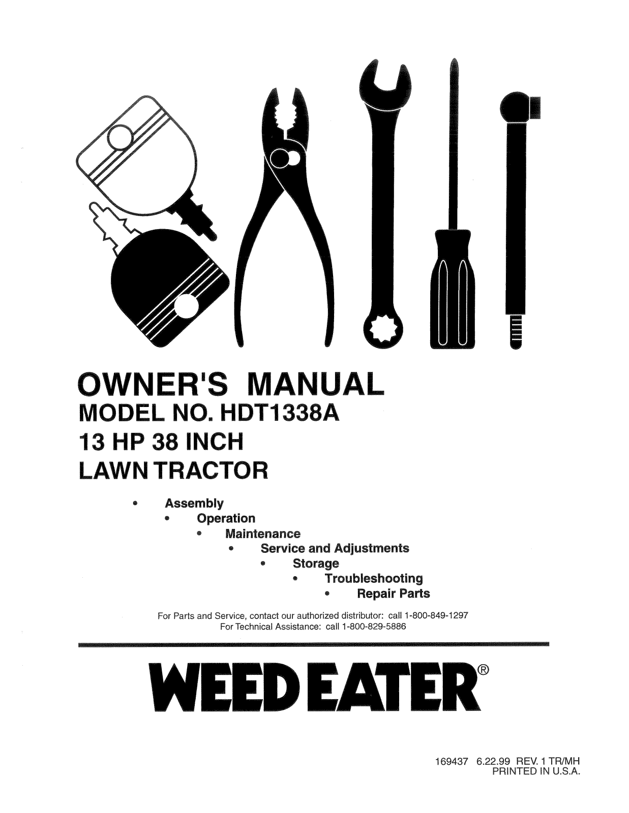 Weed Eater HDT1338A, 169437 User Manual