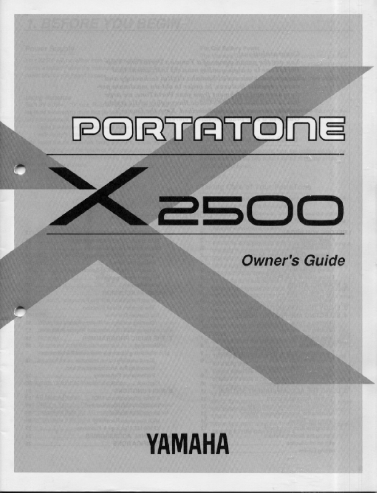 Yamaha X2500E User Manual