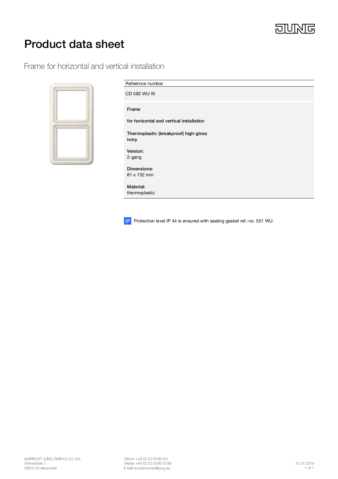 Jung CD 582 WU W User Manual