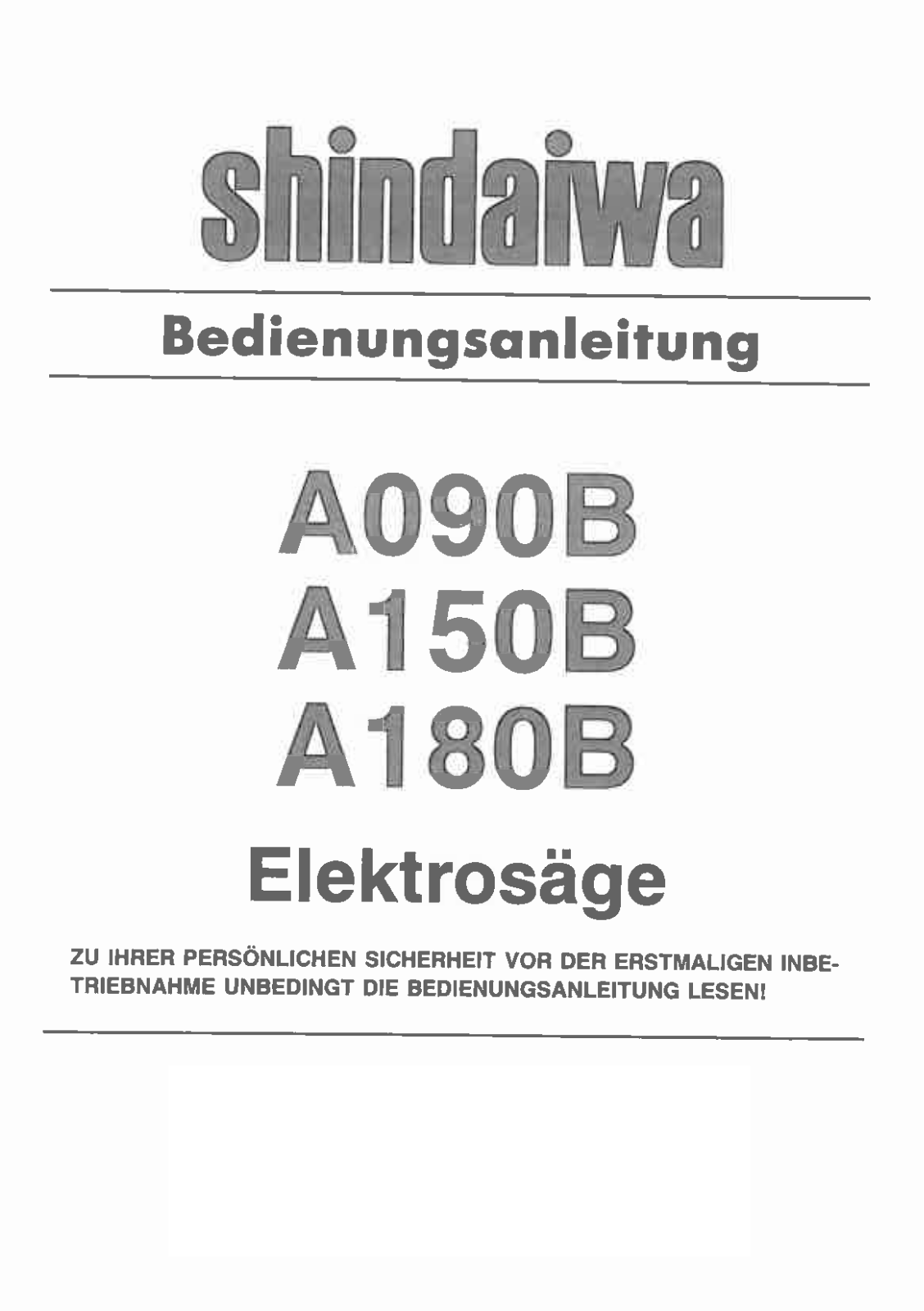 Shindaiwa A180B, A150B, A090B User Manual