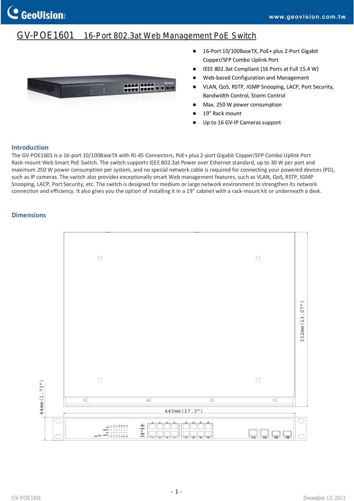 GeoVision POE1601 User Manual