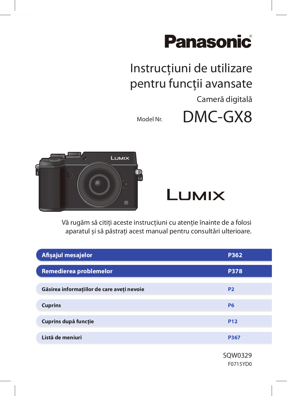 Panasonic DMC-GX8 ADVANCED User Manual