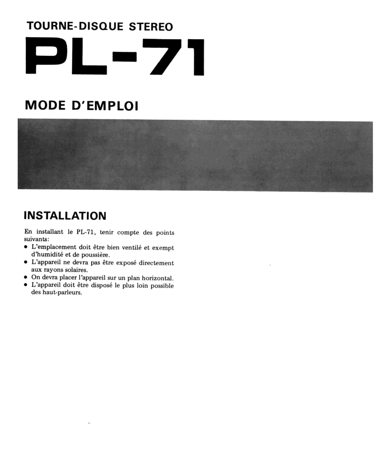 Pioneer PL-71 Owners Manual