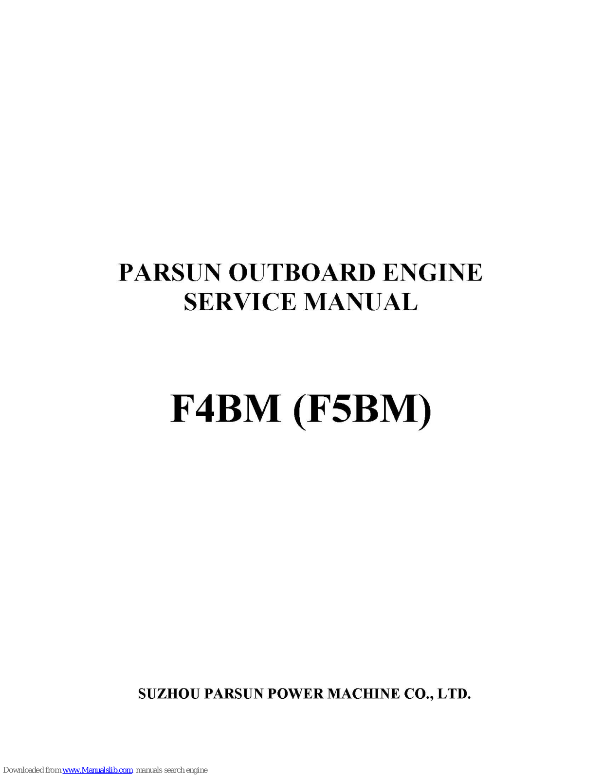 Parsun F4BM, F5BM Service Manual