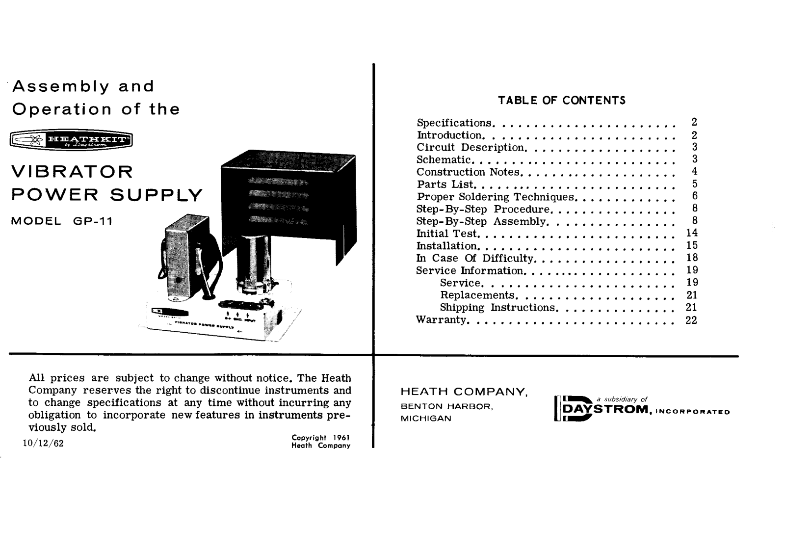 Heathkit GP-11 Schematic