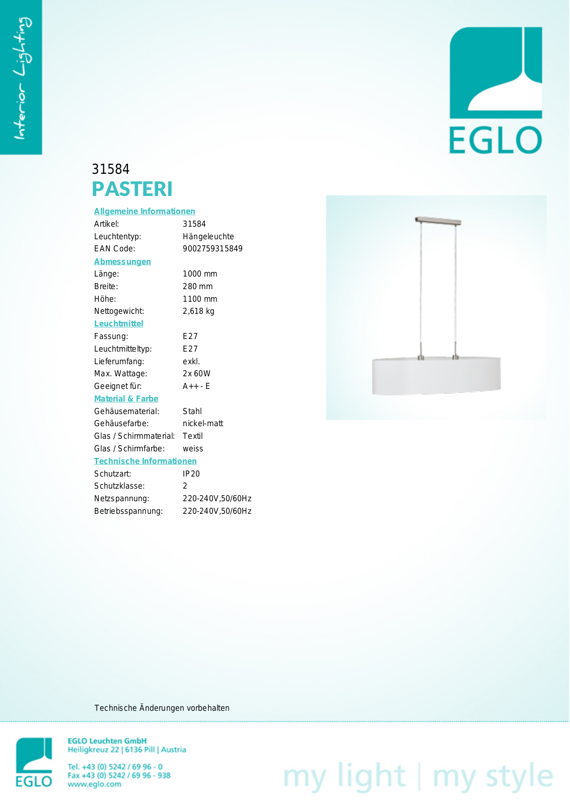 Eglo 31584 Service Manual