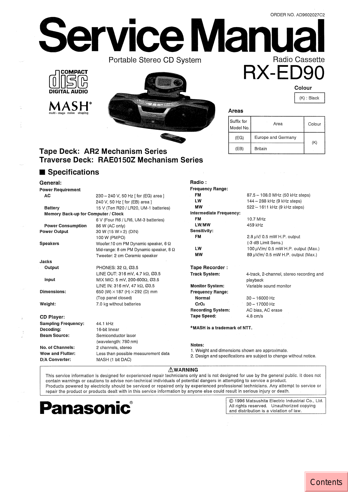 JVC RX ED90 EG, RX ED90EB Service Manual