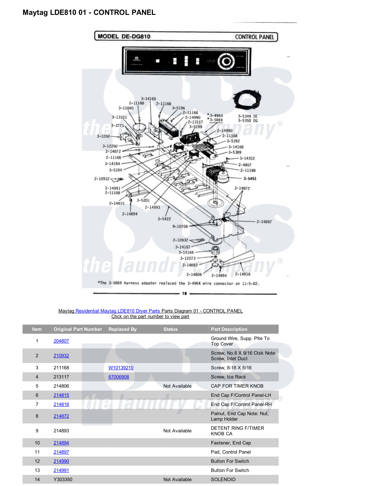 Maytag LDE810 Parts Diagram