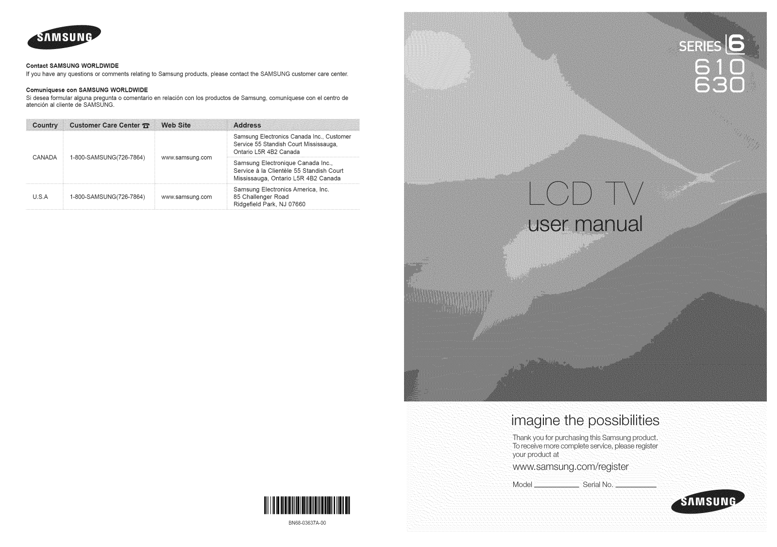 Samsung LN46D630M3FXZA, LN40D630M3FXZA Owner’s Manual