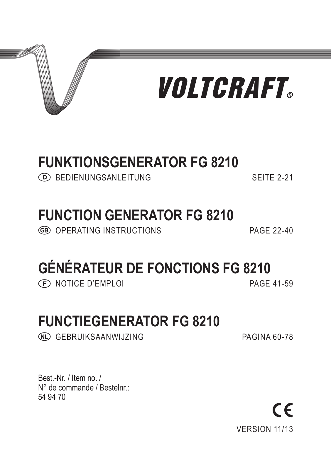 VOLTCRAFT FG 8210 User guide