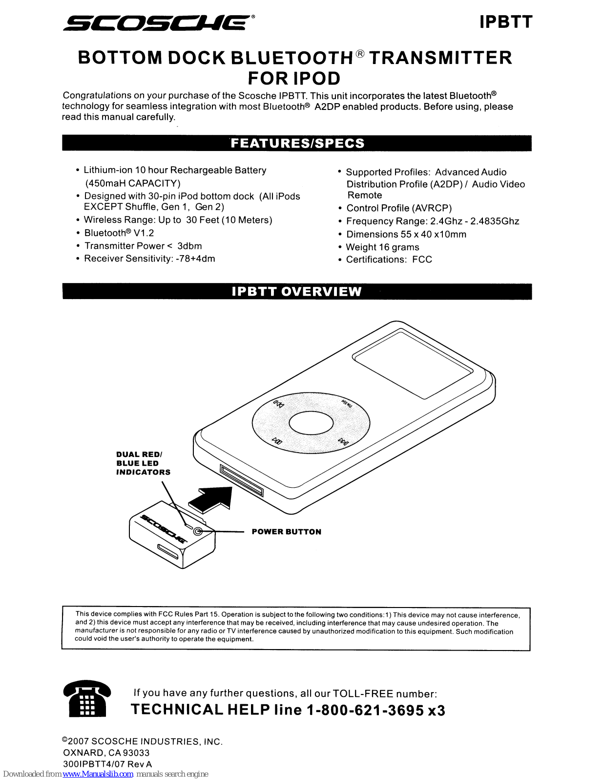 Scosche IPBTT User Manual - ManualMachine.com