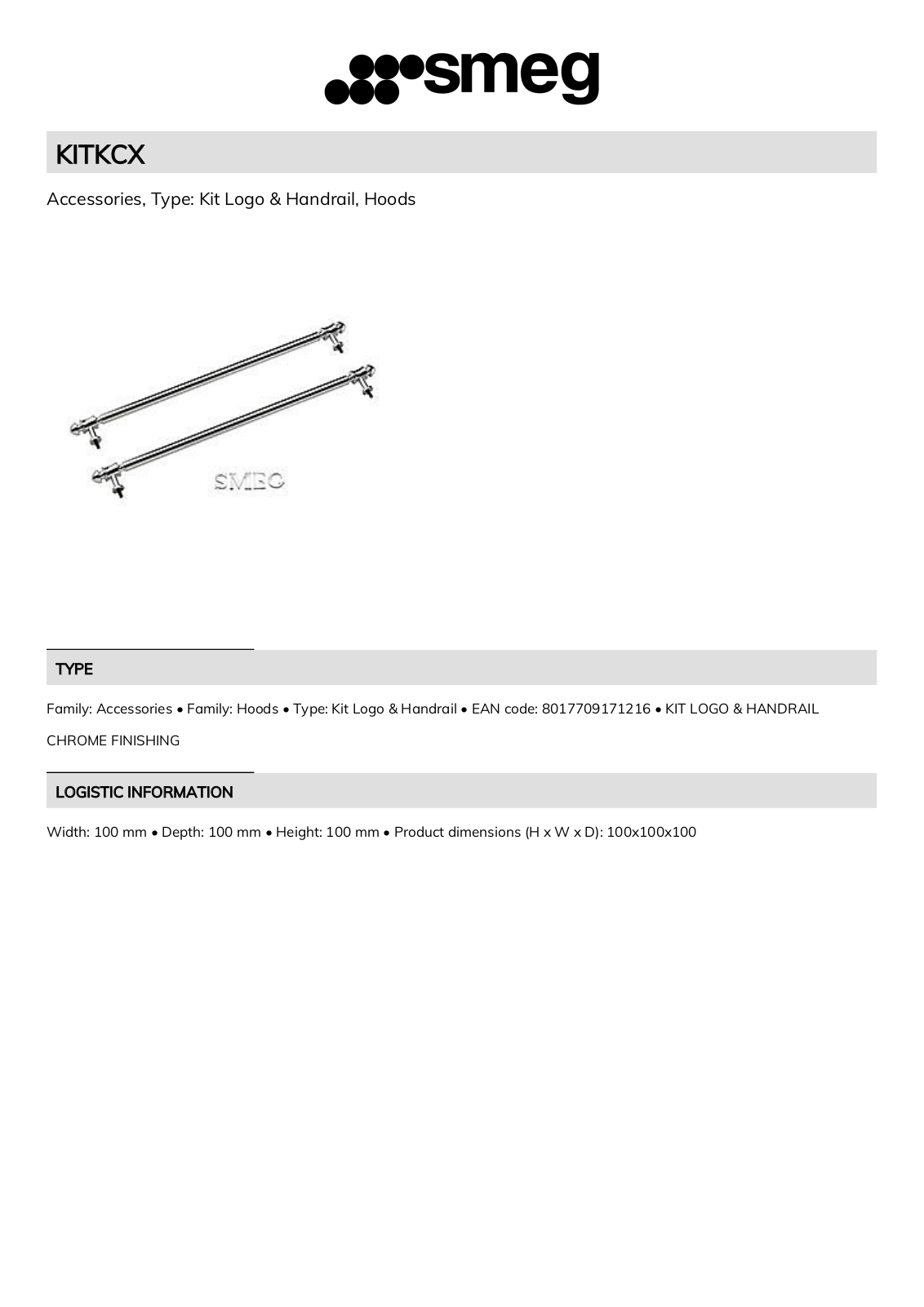 Smeg KITKCX Technical sheet