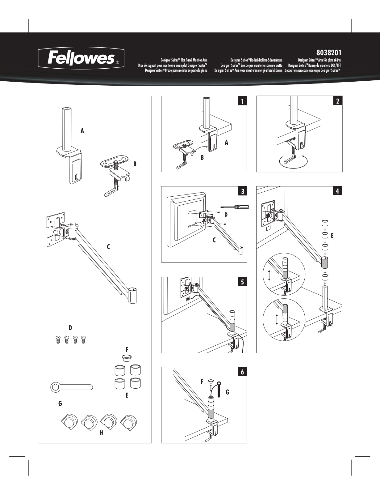 Fellowes Designer Suites Flat Panel Monitor Arm User Manual