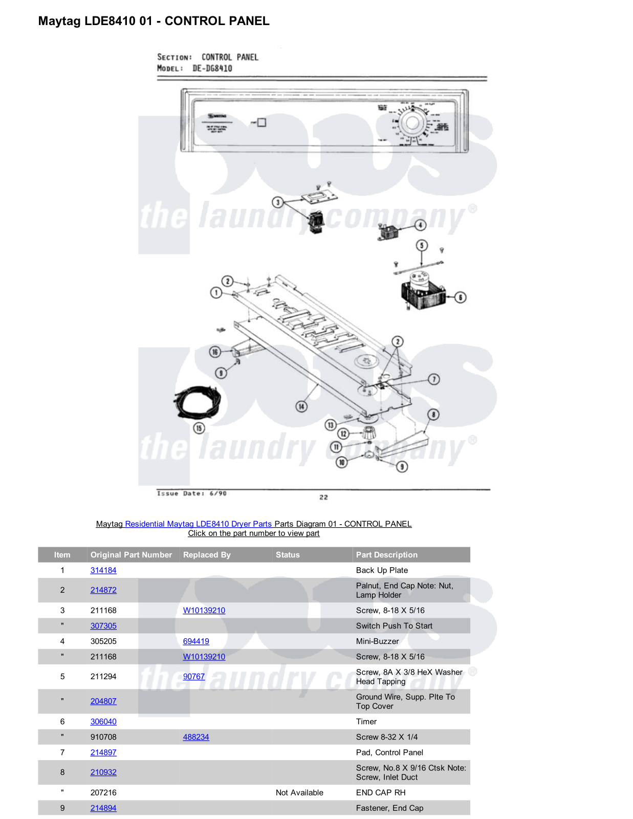 Maytag LDE8410 Parts Diagram