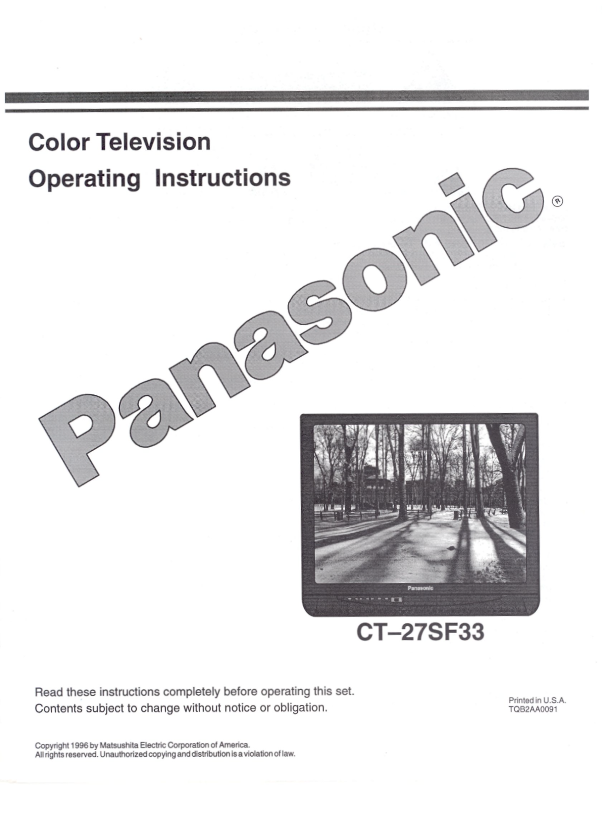 Panasonic ct-27sf33 Operation Manual
