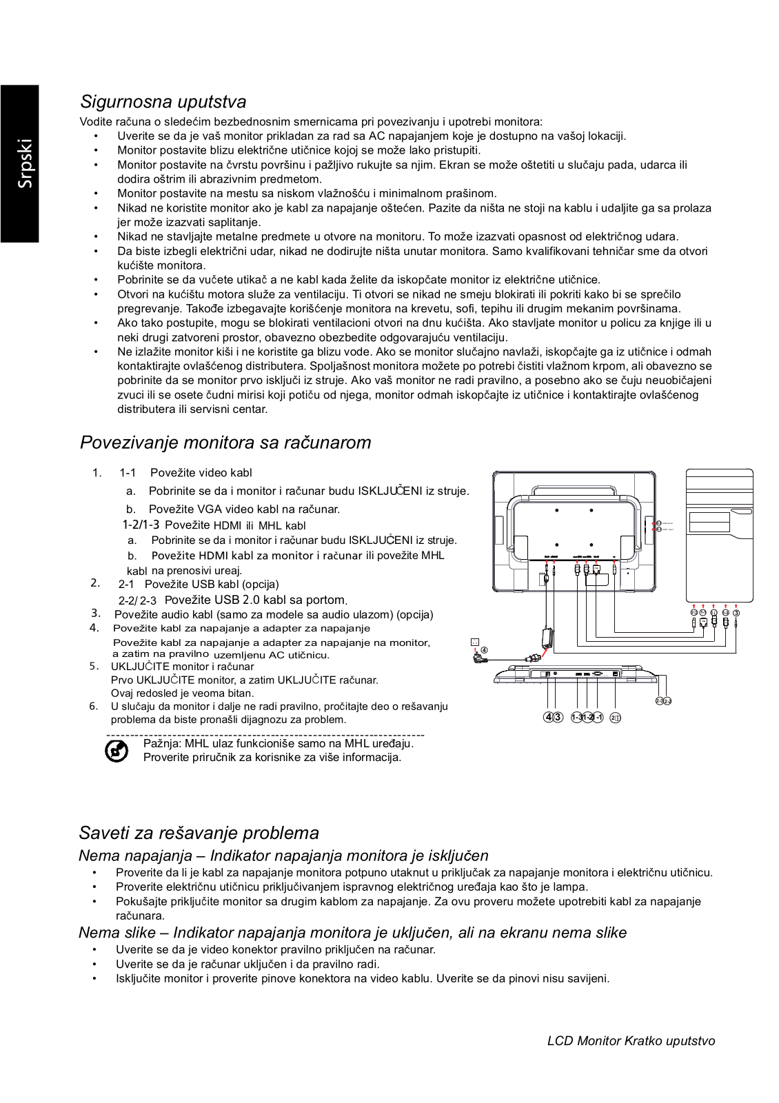 Acer FT240HQL Quick Start Guide