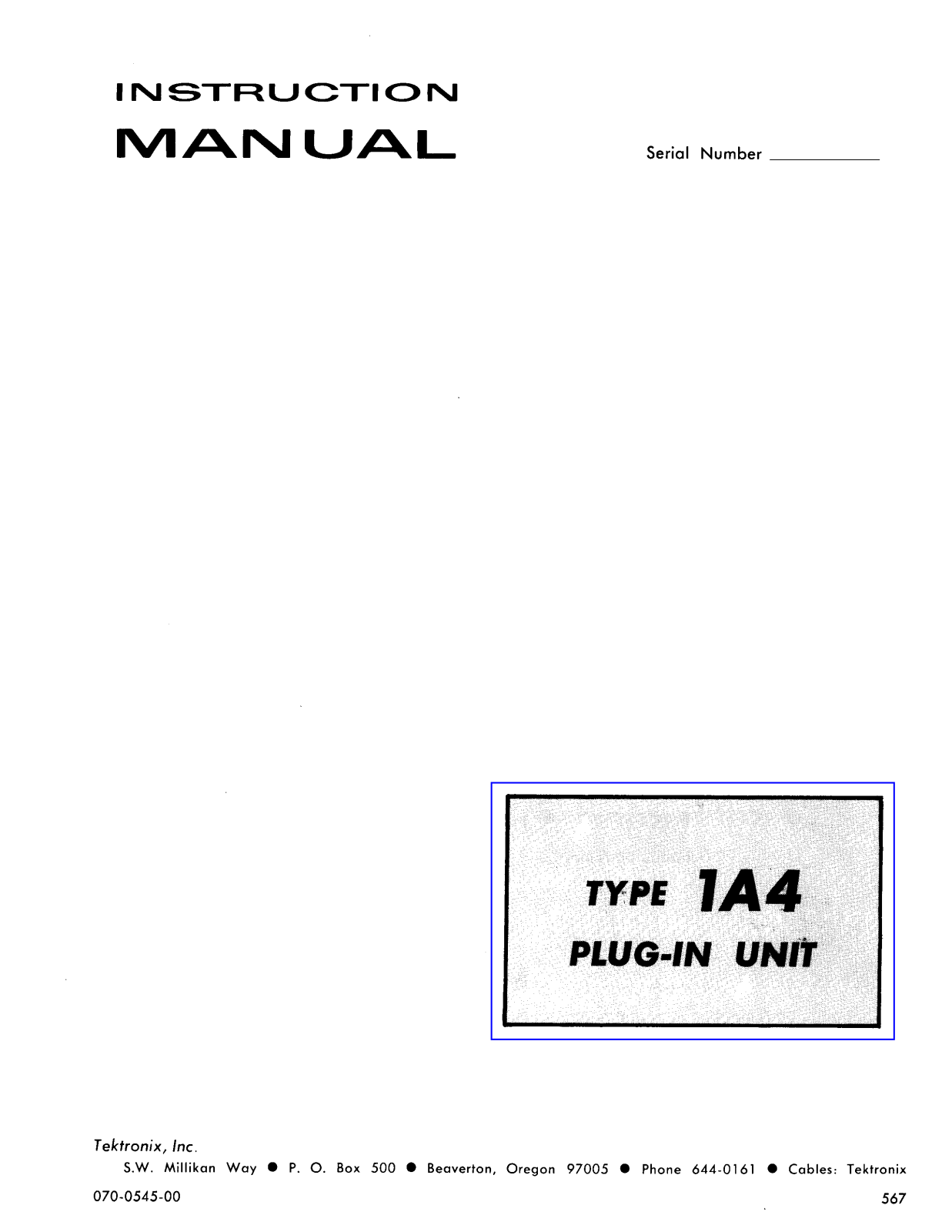 Tektronix 1A4 User Manual