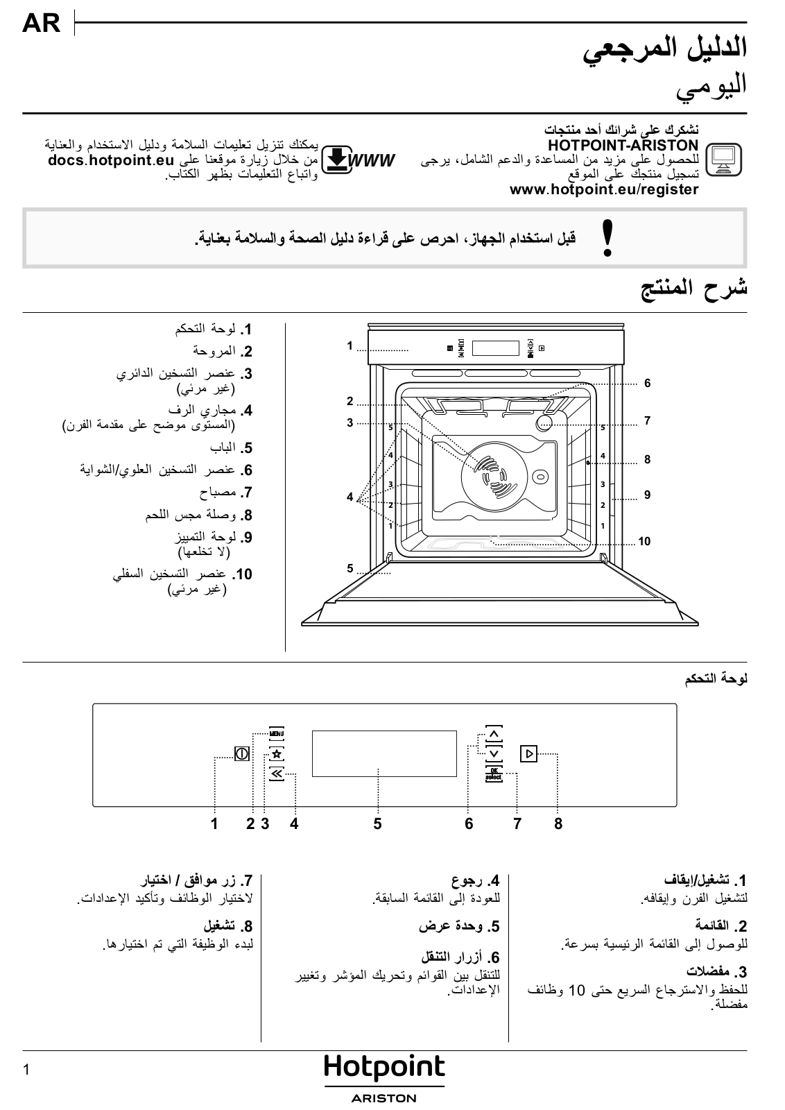 HOTPOINT/ARISTON FI9 891 SP IX HA Daily Reference Guide