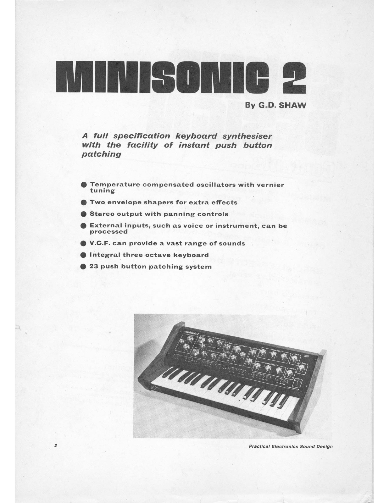 Practical Electronica Sound Design Minisonic 2 Service manual