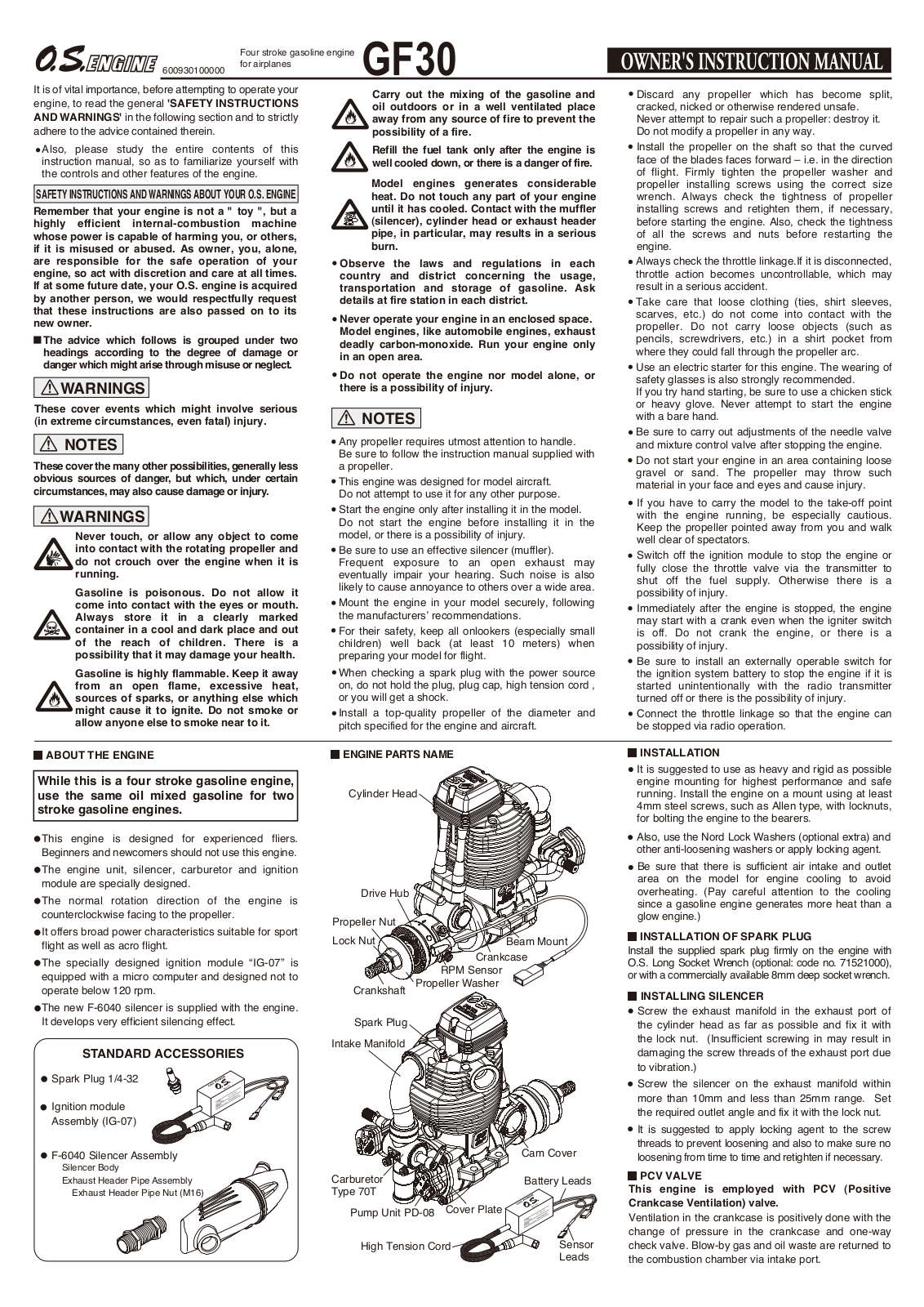O.S. Engines GF30 User Manual
