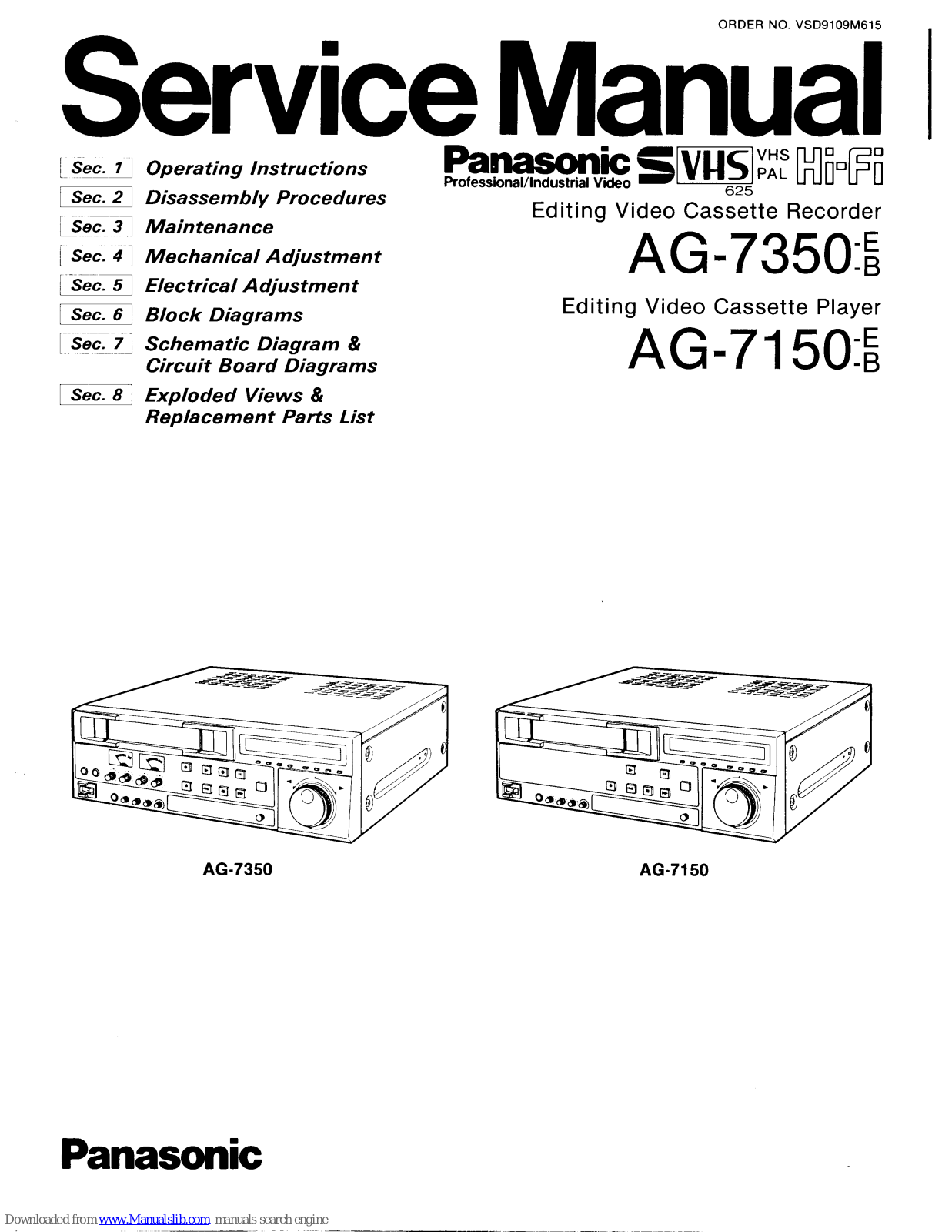 Panasonic AG-7350, AG-7150 Service Manual