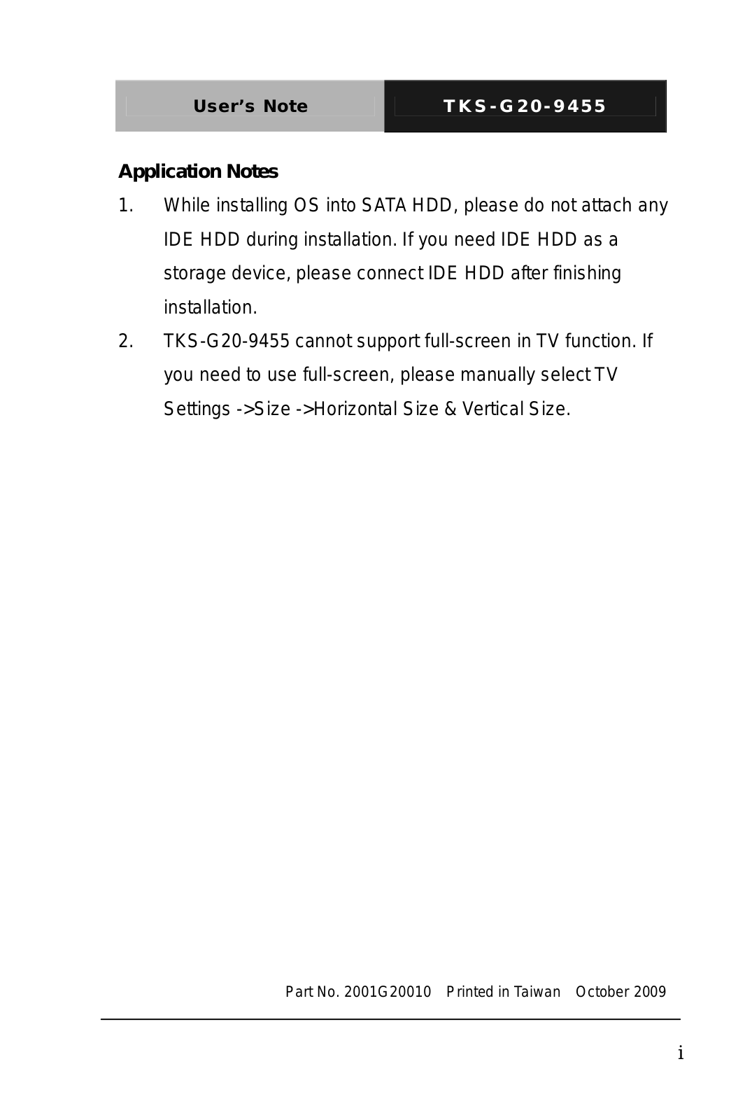 AAEON TKS-G20-9455 User Manual