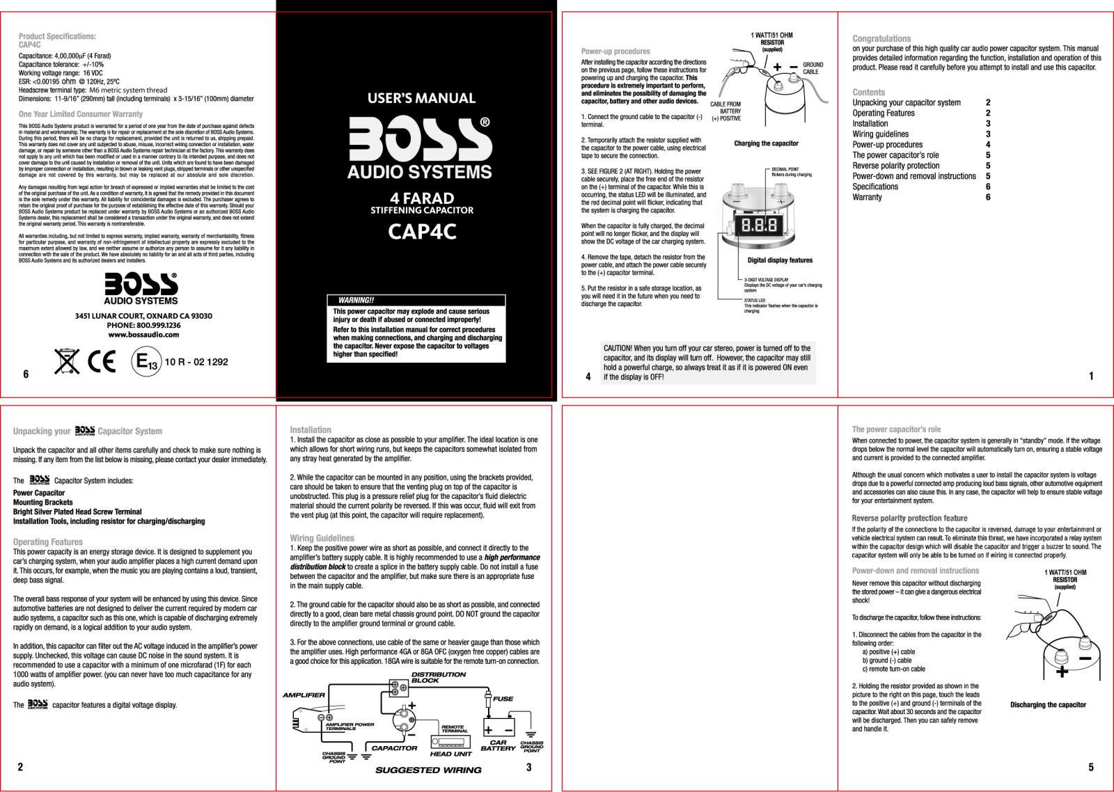 Boss CAP4C User Manual