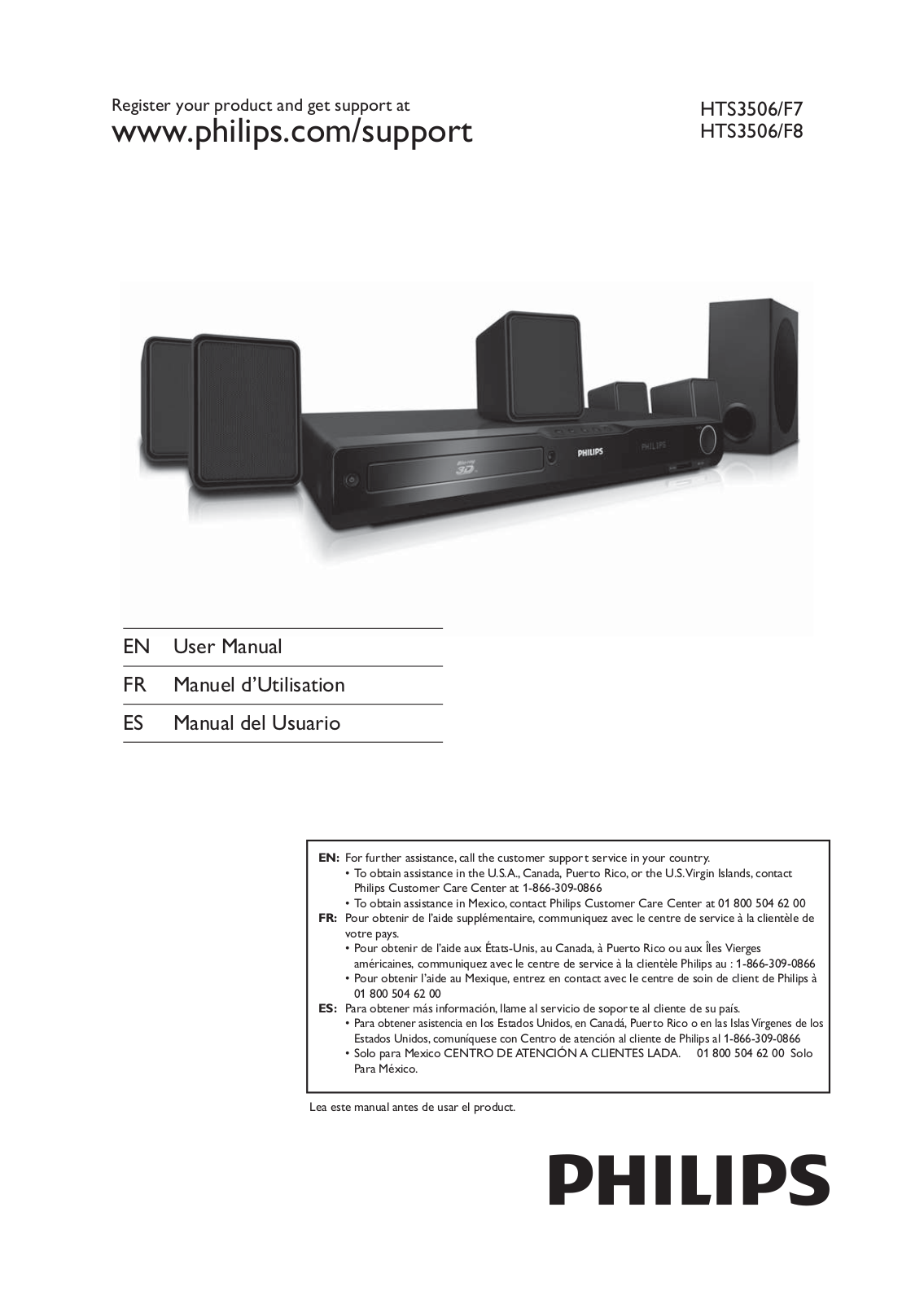 Philips HTS3506/F7, HTS3506/F8 User Manual