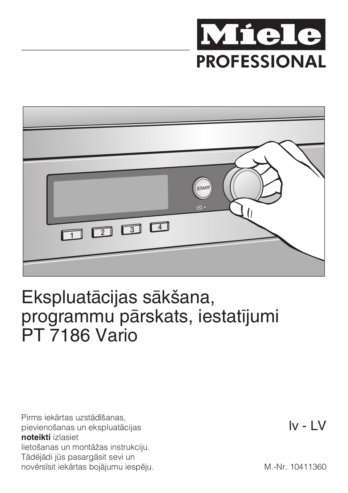 Miele PT 7186 Vario Instructions Manual