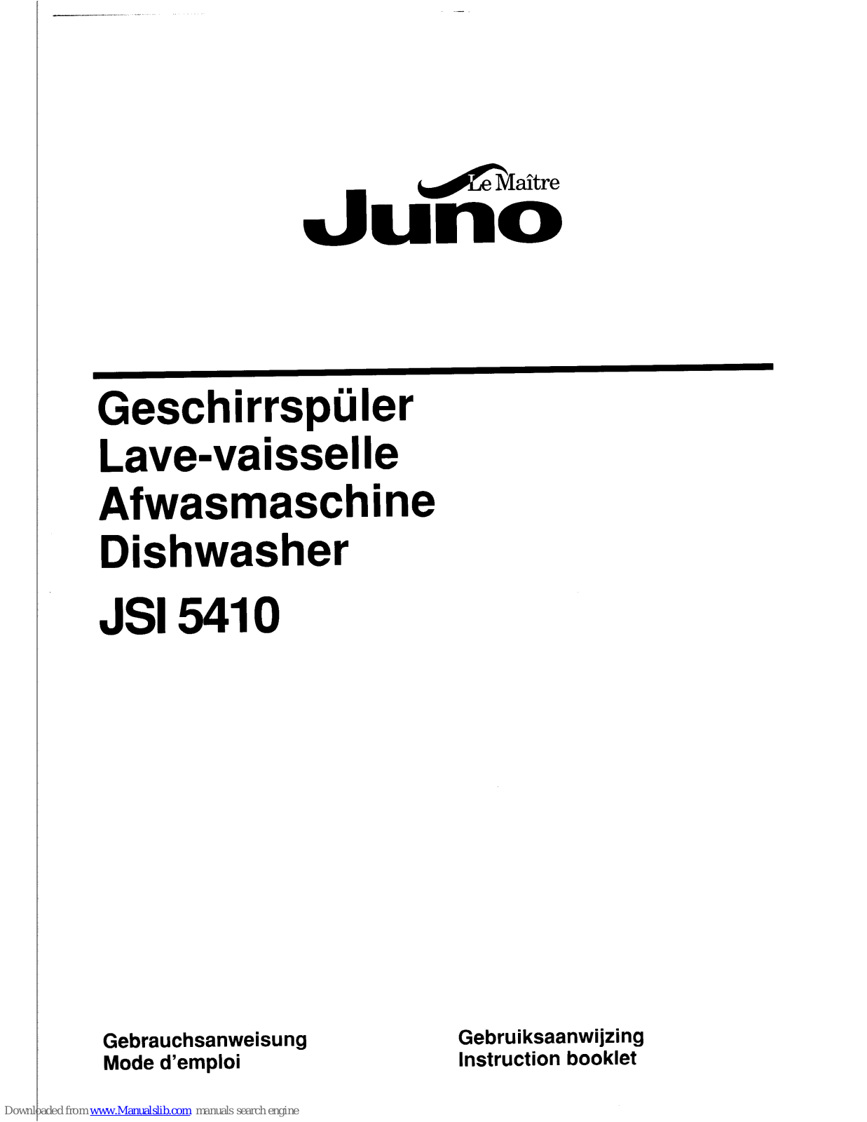 JUNO JSI5410E, JSI5410S, JSI5410W, Le Maitre JSI5410 Instruction Booklet