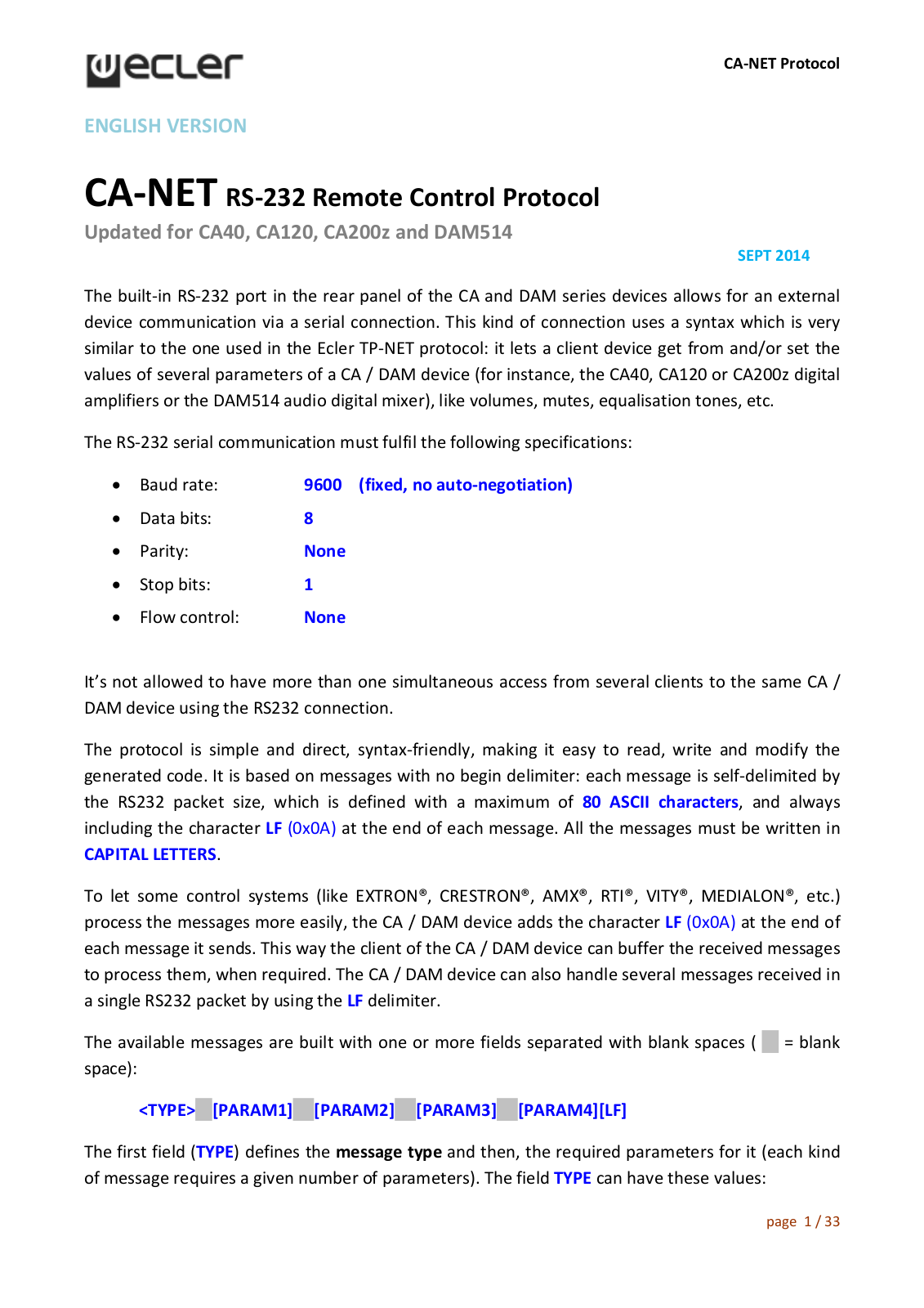 Ecler CA‐NET User Manual