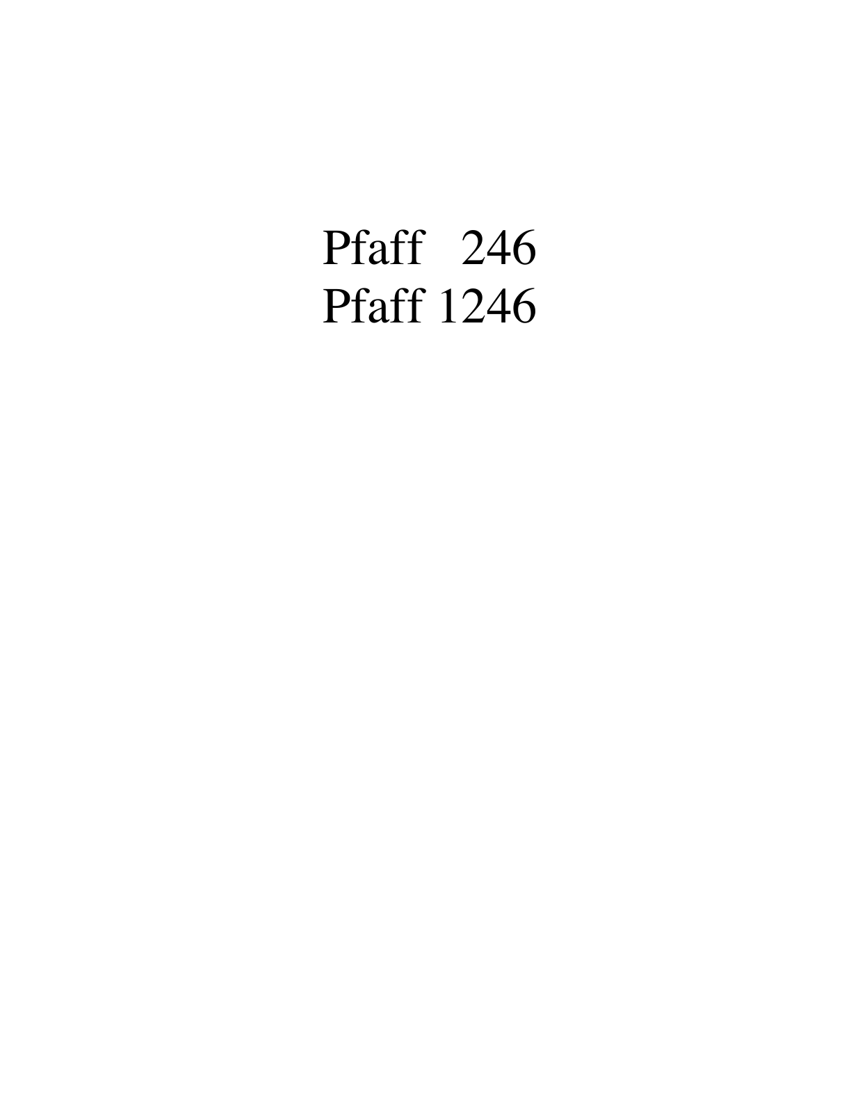 PFAFF 246, 1246 Parts List