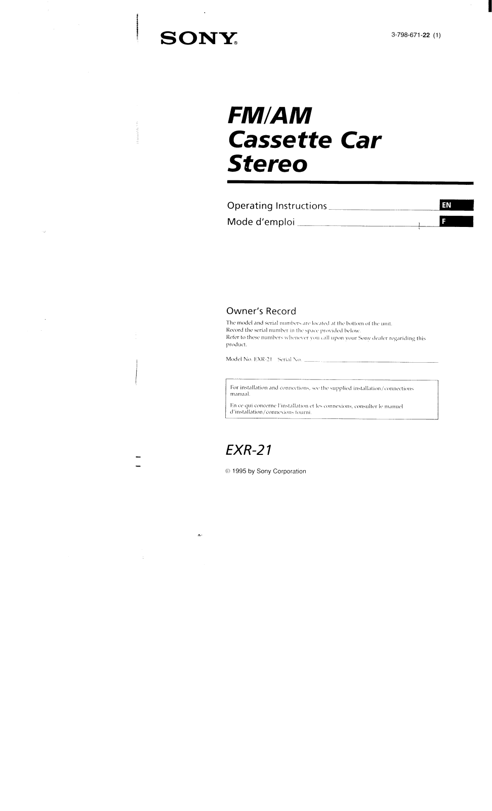 Sony EXR-21 Operating Manual