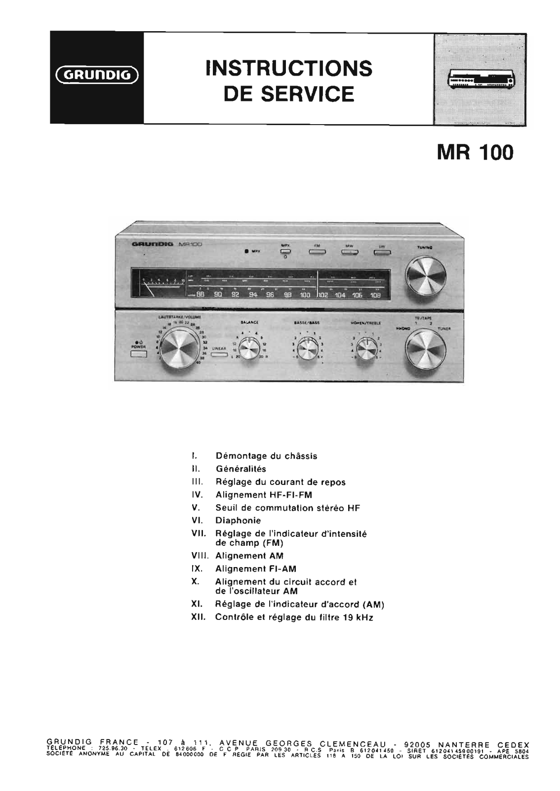 Grundig MR-100 Service Manual