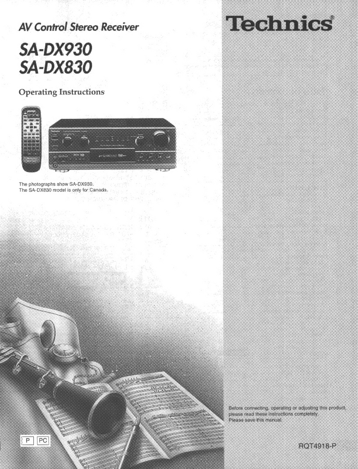 Panasonic SA-DX830 User Manual