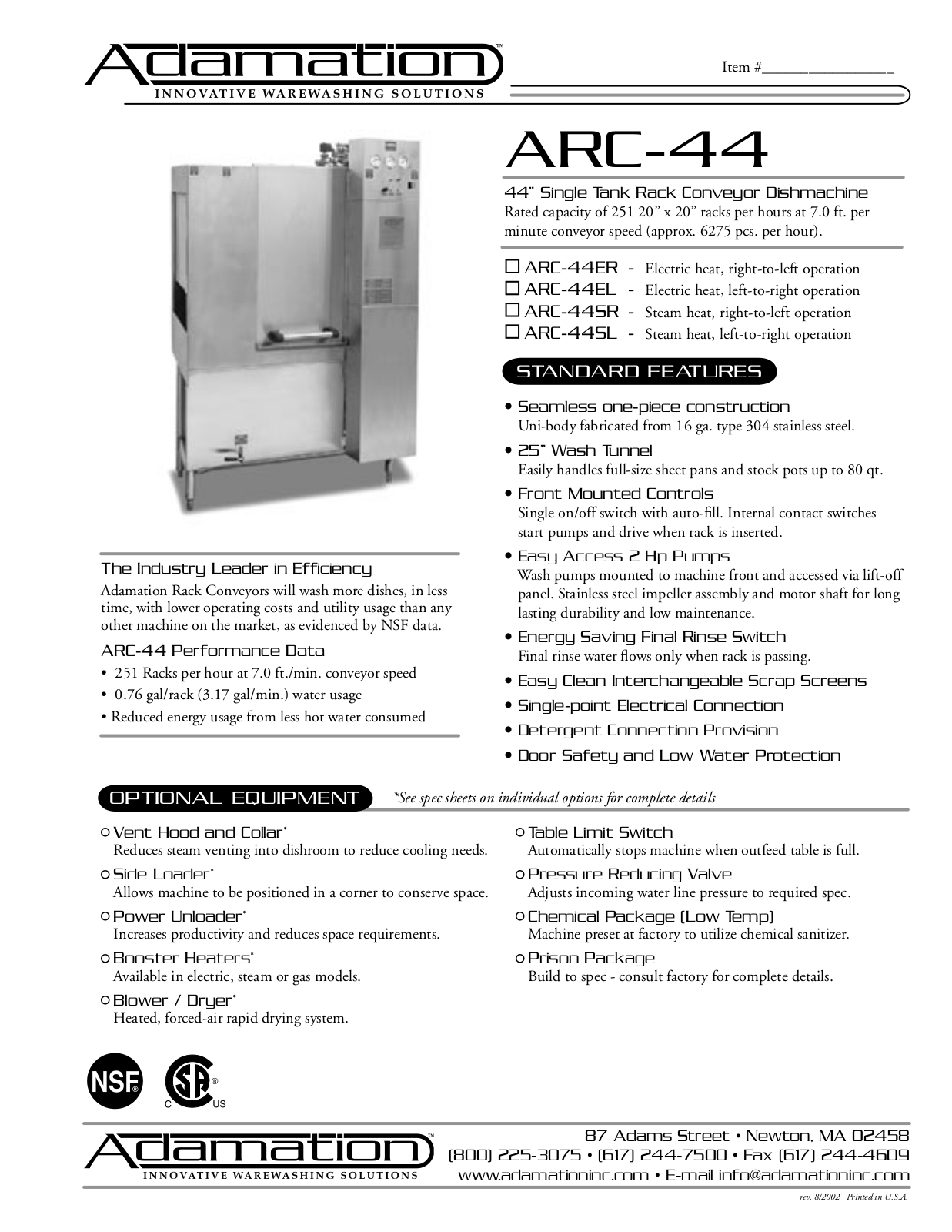 Adamation ARC-44EL, ARC-44 User Manual