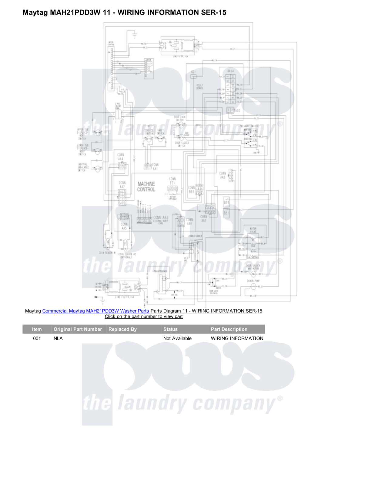 Maytag MAH21PDD3W Parts Diagram