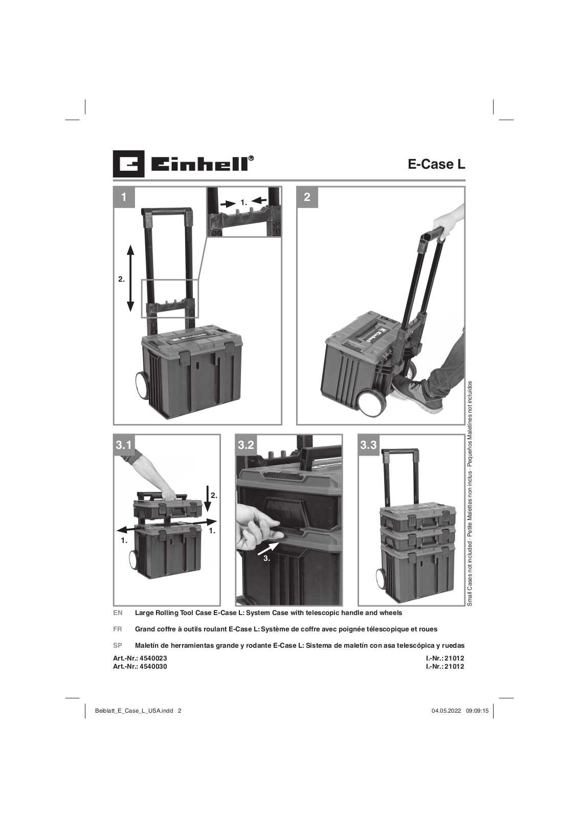 Einhell E-Case L with wheels - EX - NA, E-Case Tower - EX - NA Manual