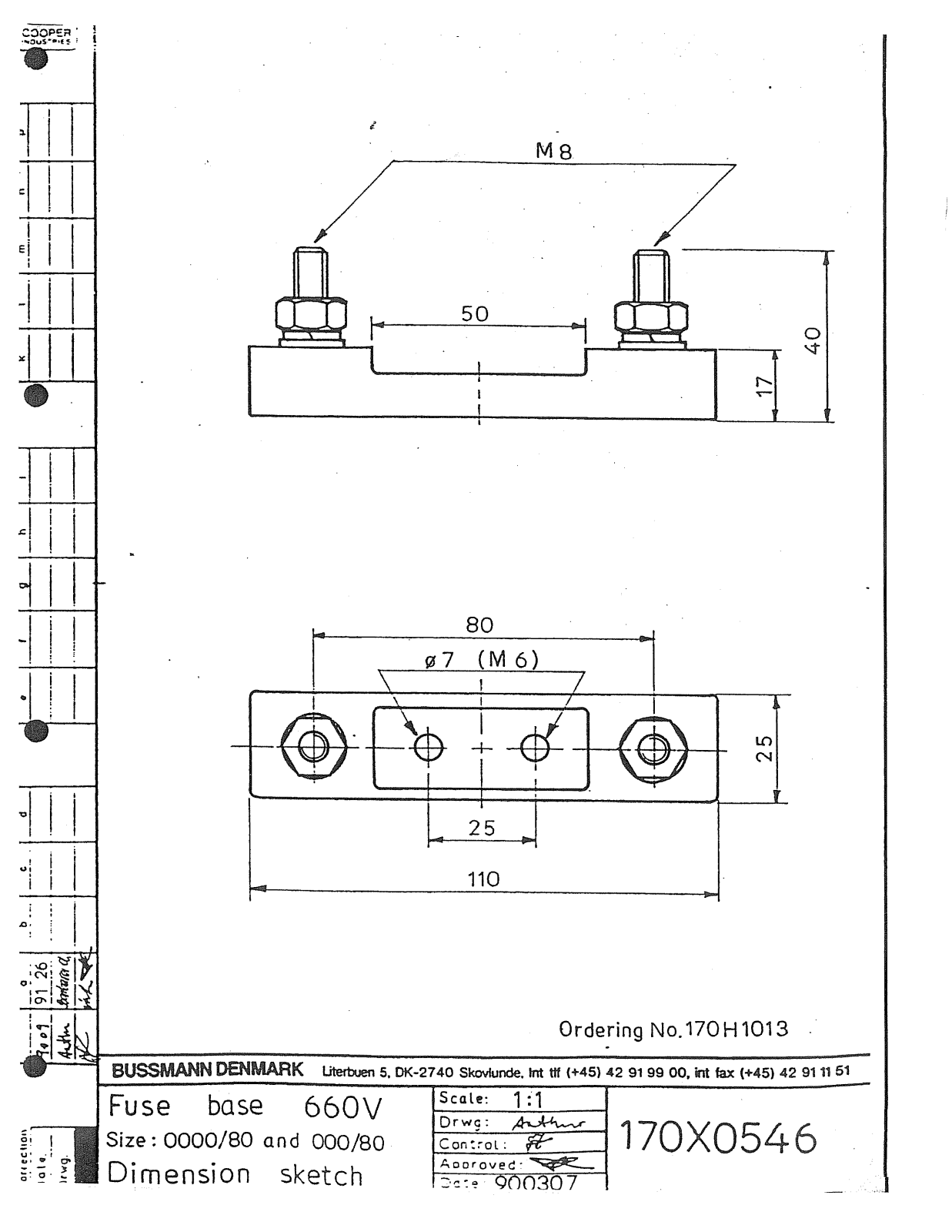 Bussmann 170H1013 Dimensional Sheet