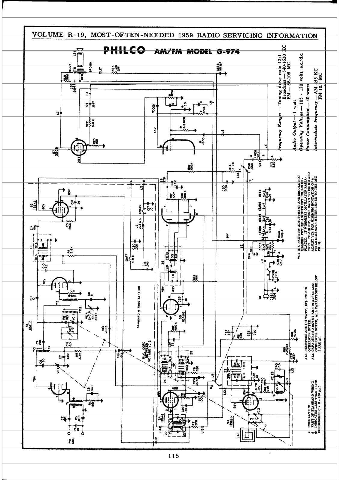 Philco G-974 Schematic