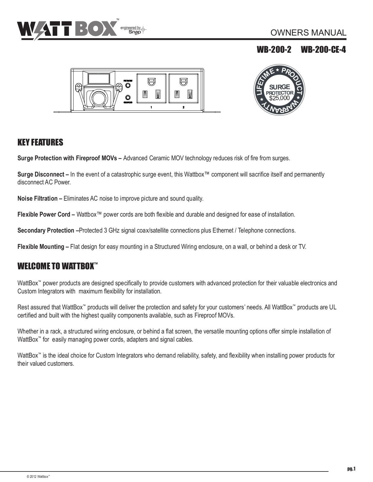 Staub Electronics WB-200-2 User Manual