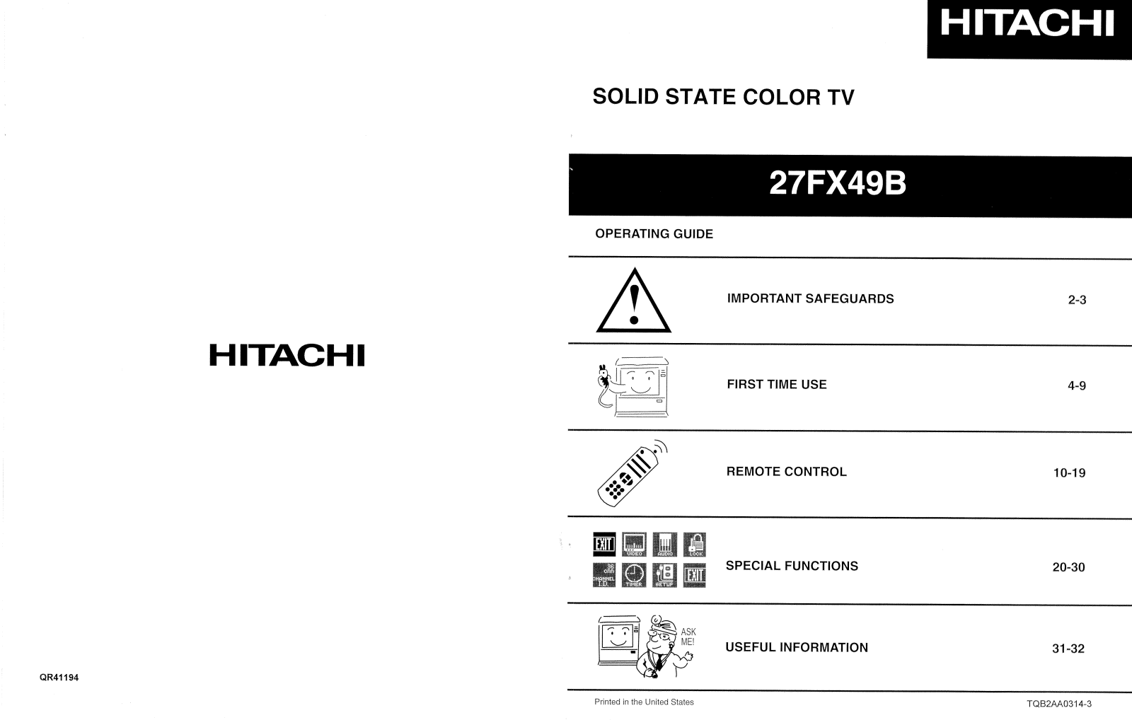 Hitachi 27FX49B User Manual