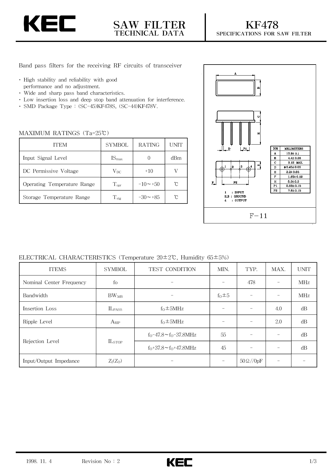 KEC KF478 Datasheet