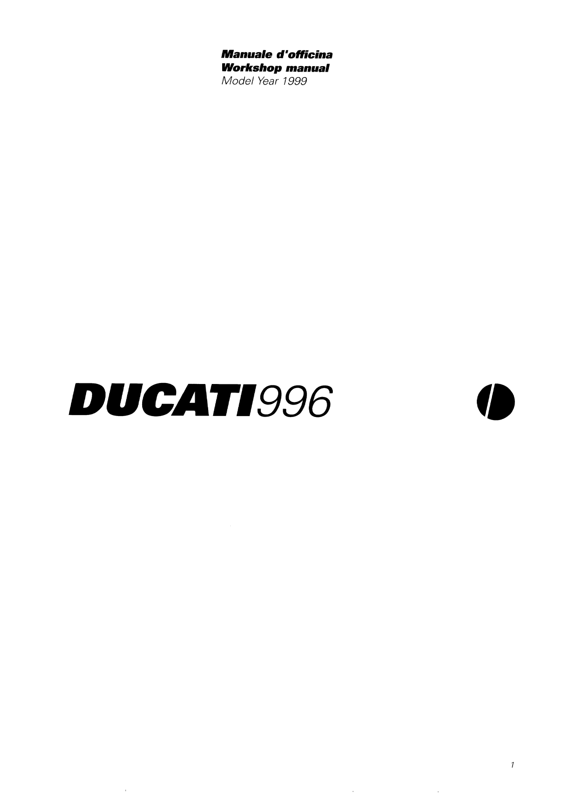 Ducati 996 1999 Workshop Manual