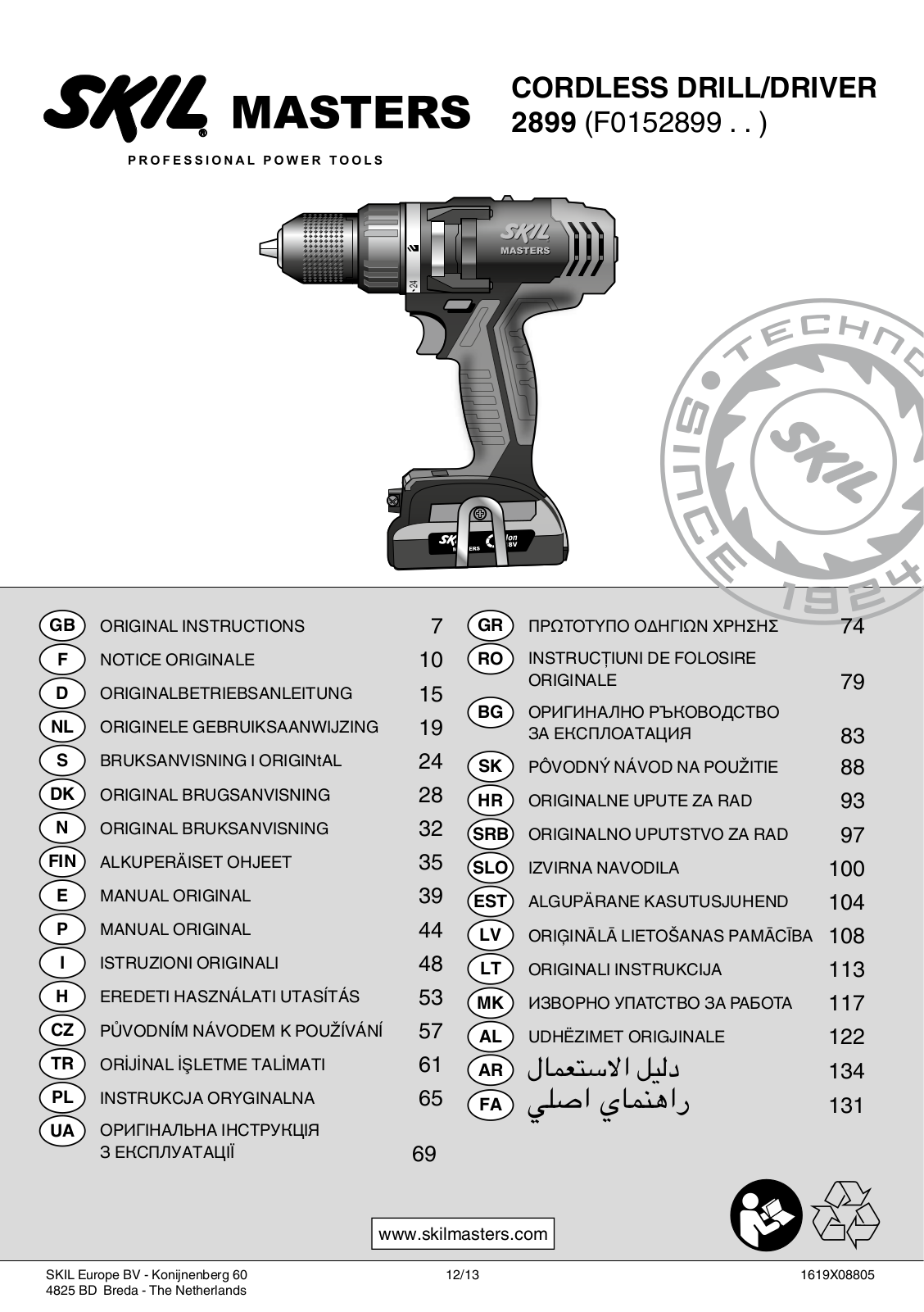 SKIL Masters 2899 ORIGINAL INSTRUCTIONS