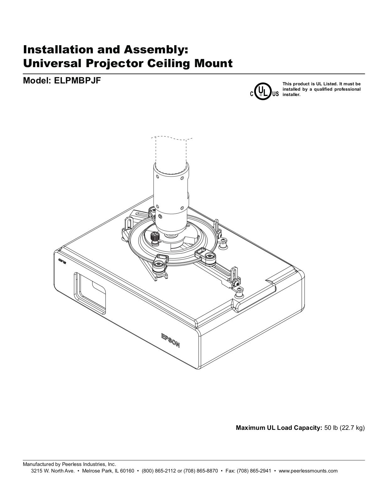 Epson Universal Ceiling Mount Installation Guide