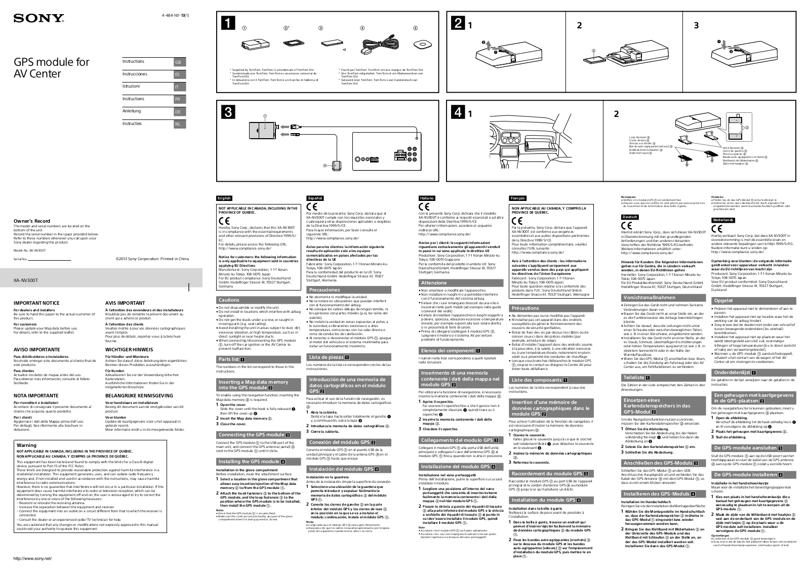 Sony XA-NV300T Instruction Guide