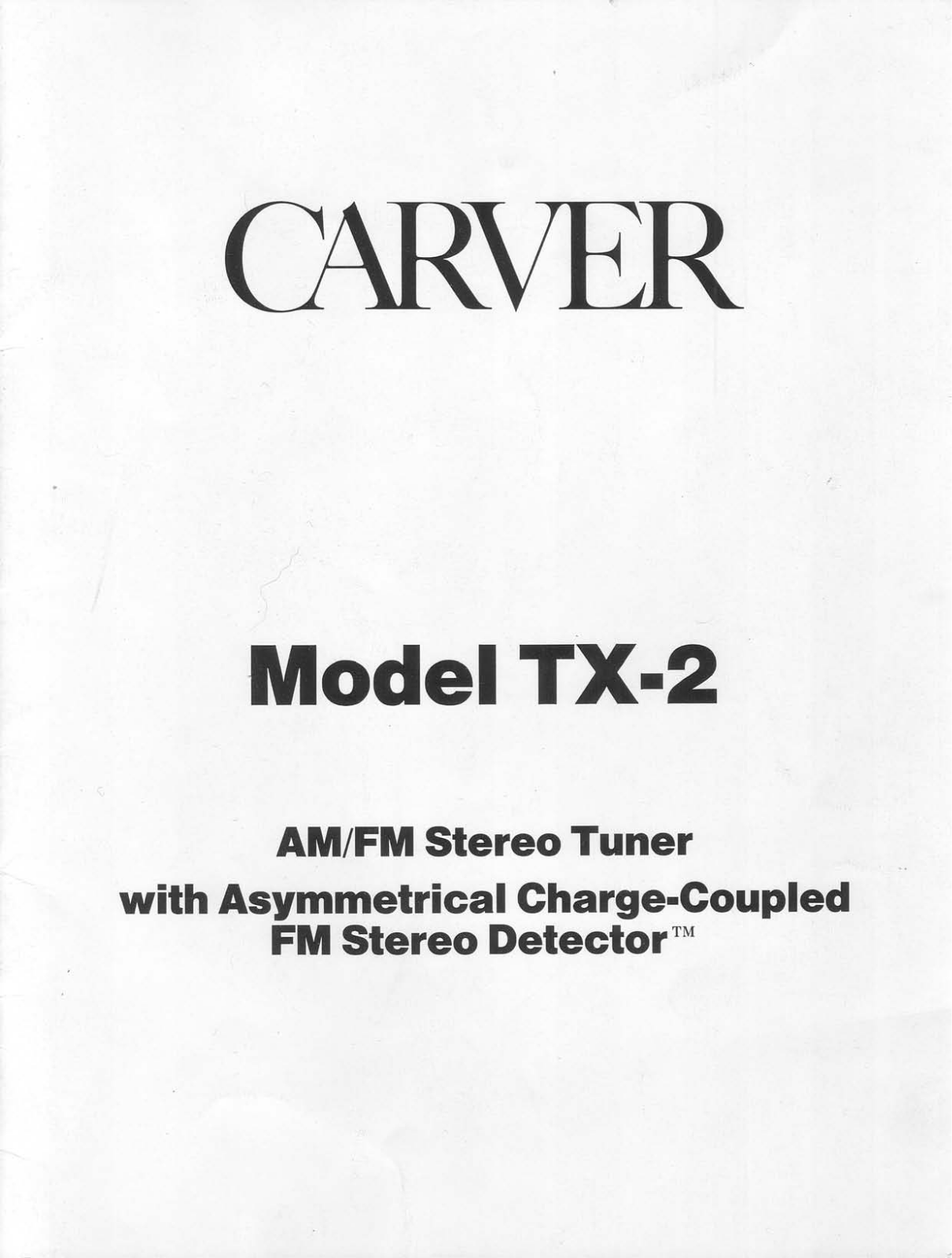 Carver TX-2 Owners manual