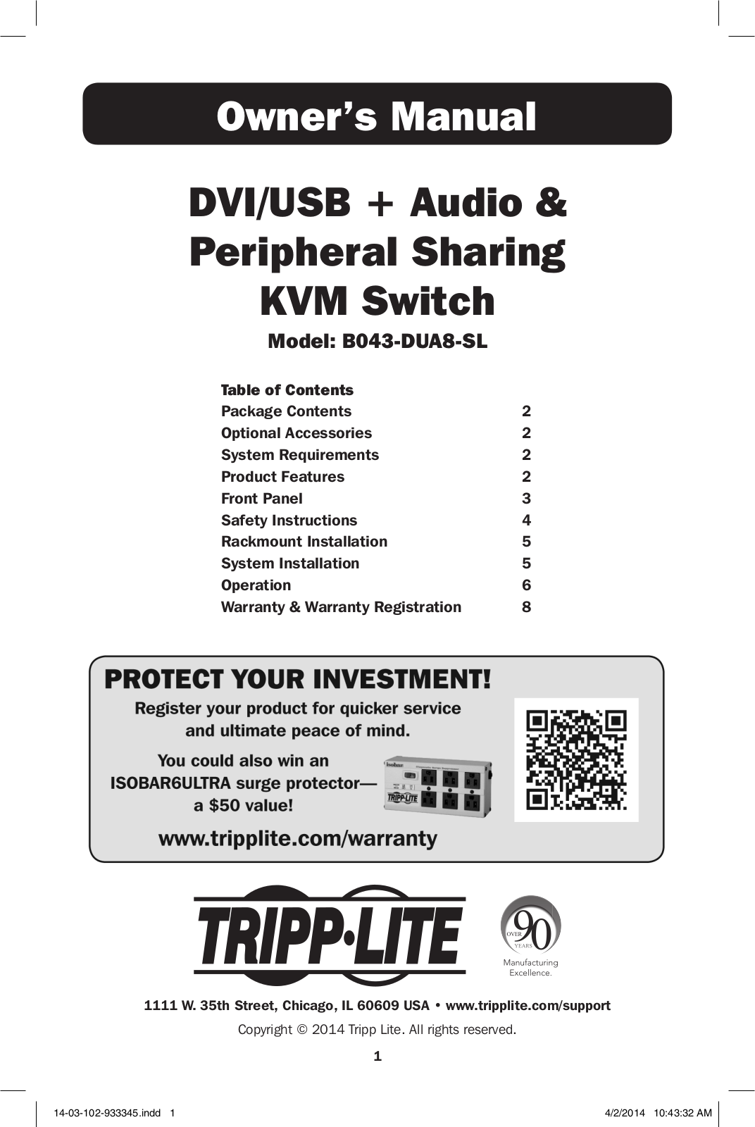 TRIPP LITE B043-DUA8-SL User Manual